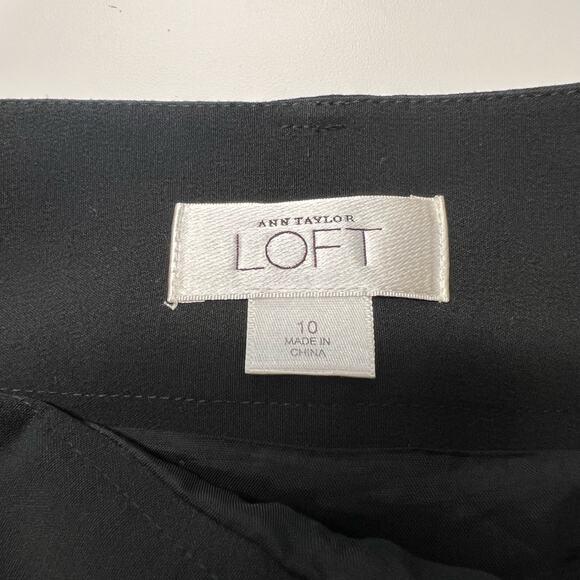 Ann Taylor LOFT Pleated Mini Skirt Size 10 Black Minimalist Lined Belt Loops - Picture 6 of 11